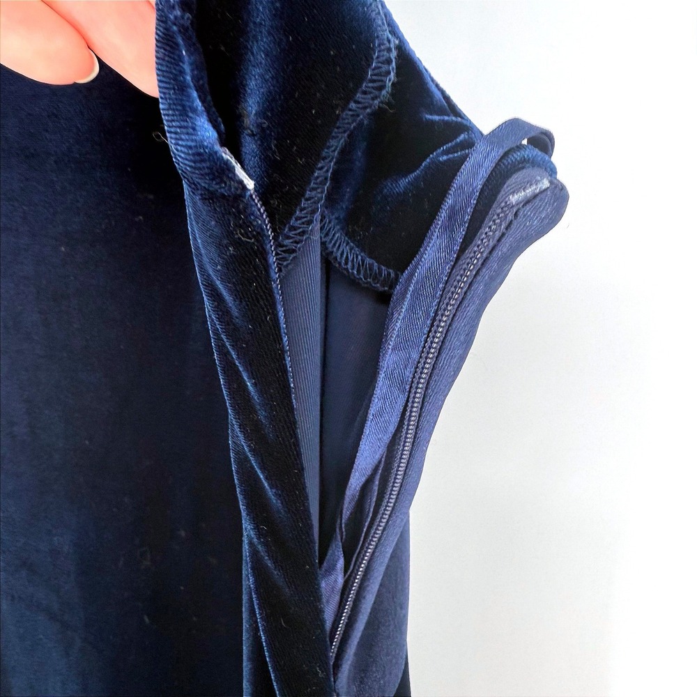 Plaza South Vintage Navy-Blue Velvet Square Neck Maxi Dress Size‎ 14 - Picture 7 of 13